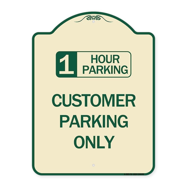 Signmission 1 Hour Parking Customer Parking Heavy-Gauge Aluminum Architectural Sign, 24" x 18", TG-1824-24649 A-DES-TG-1824-24649 - main